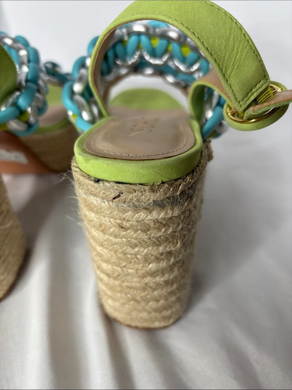 Schutz Juliet Heels in Lime Suede Leather Size 8.5B  Party Ready Vacation